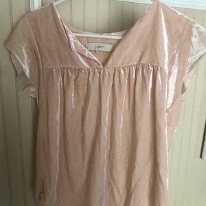 Baby pink Ann Taylor Loft velvet blouse